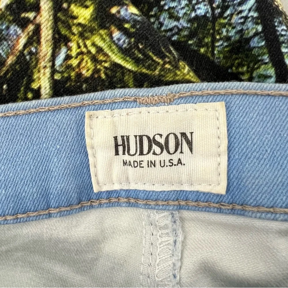 Hudson Micro Nico Super Skinny Jeans Light Wash With Tree Print‎ Sz 25